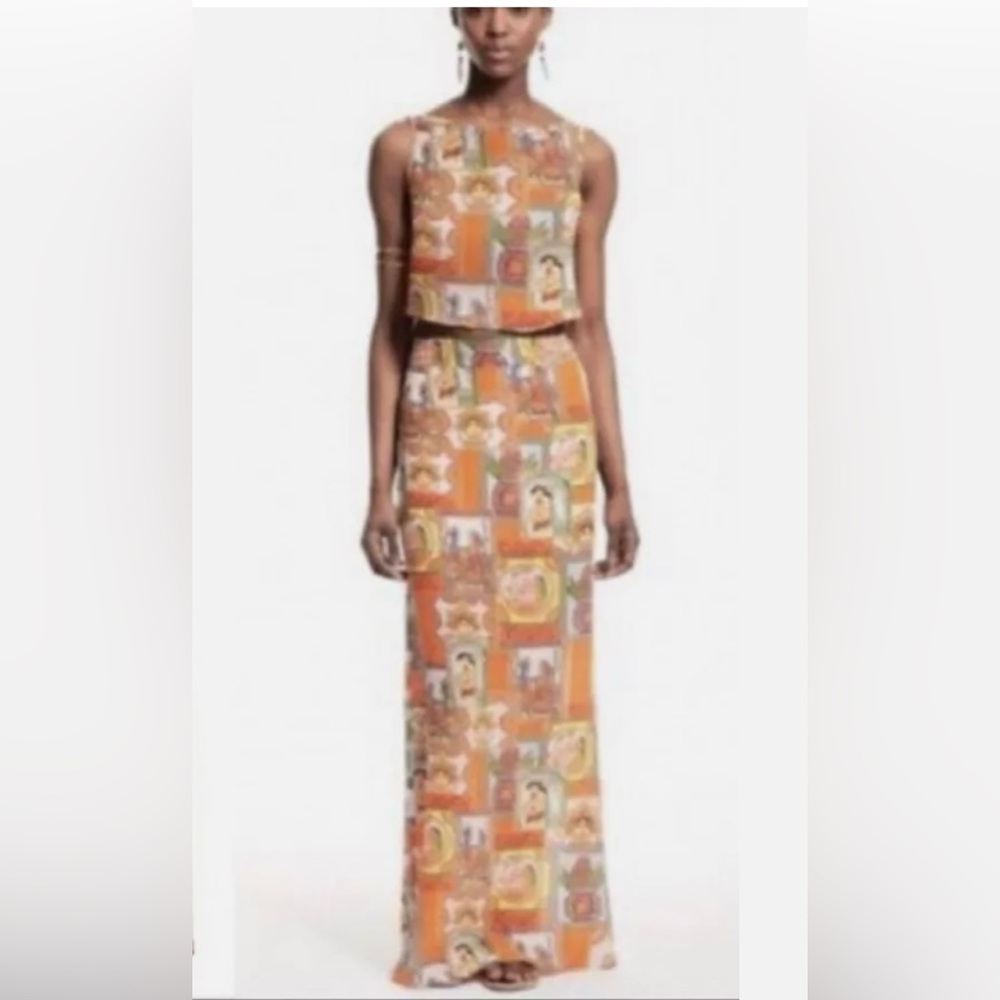 Calypso St. Barth Rare Tenaja Tank Top And Skirt Silk Set